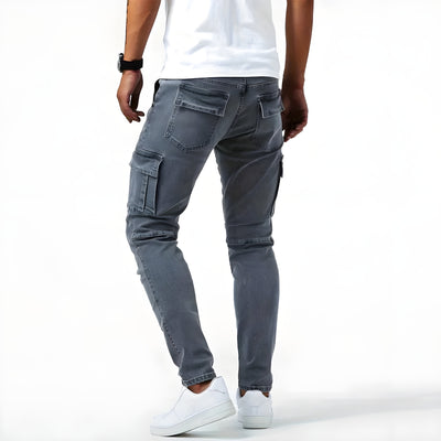 Stretch denim cargo pants