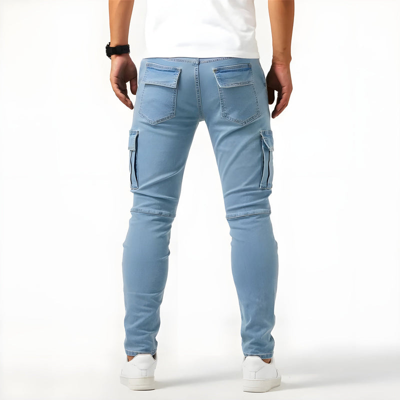 Stretch denim cargo pants