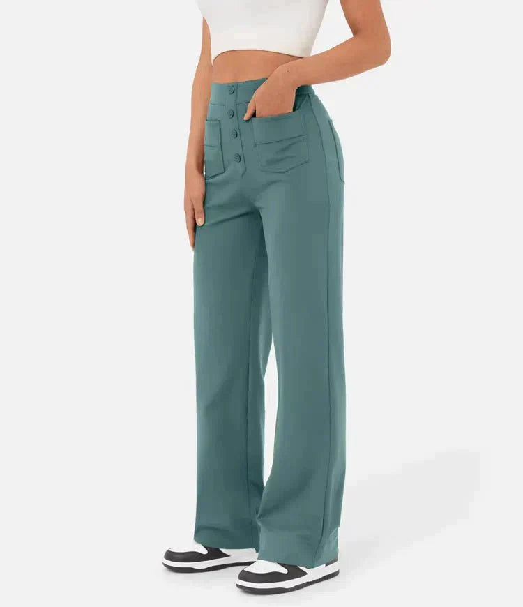 Elastic high-waisted casual pants