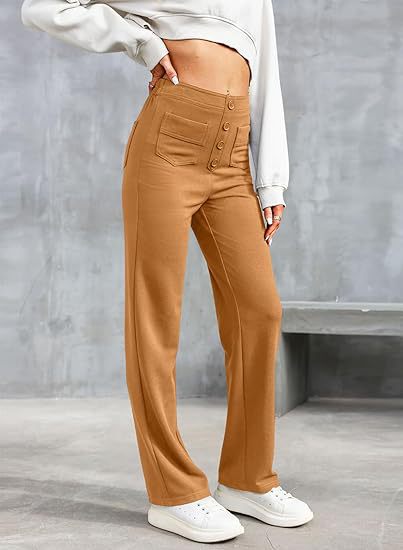 Elastic high-waisted casual pants