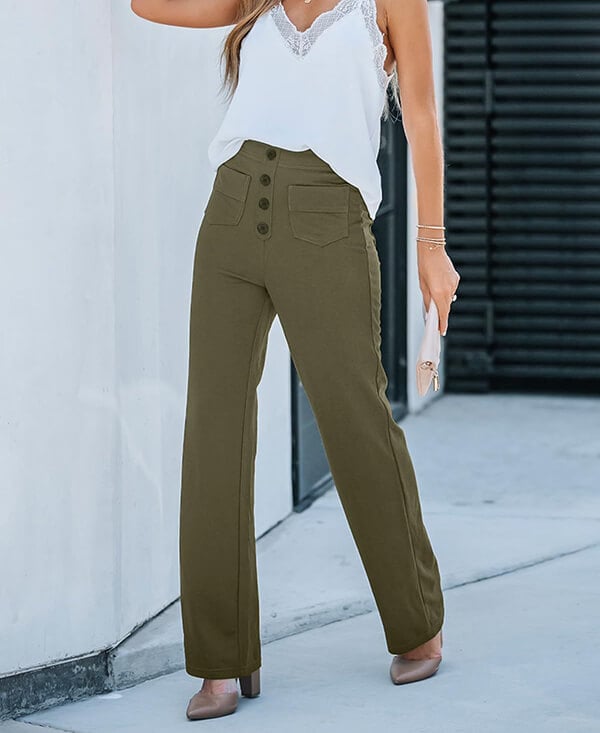 Elastic high-waisted casual pants