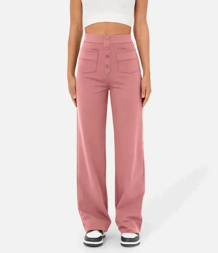 Elastic high-waisted casual pants