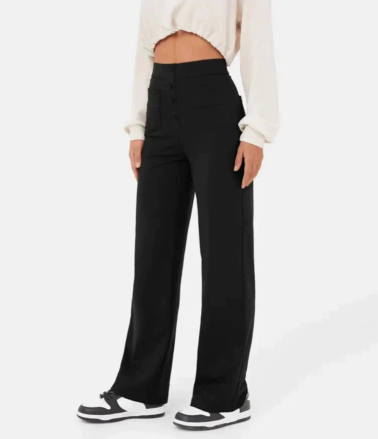 Elastic high-waisted casual pants