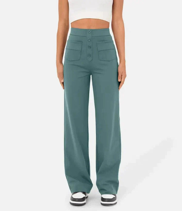 Elastic high-waisted casual pants