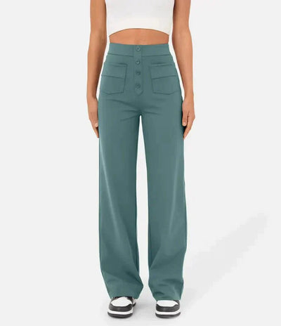 Elastic high-waisted casual pants