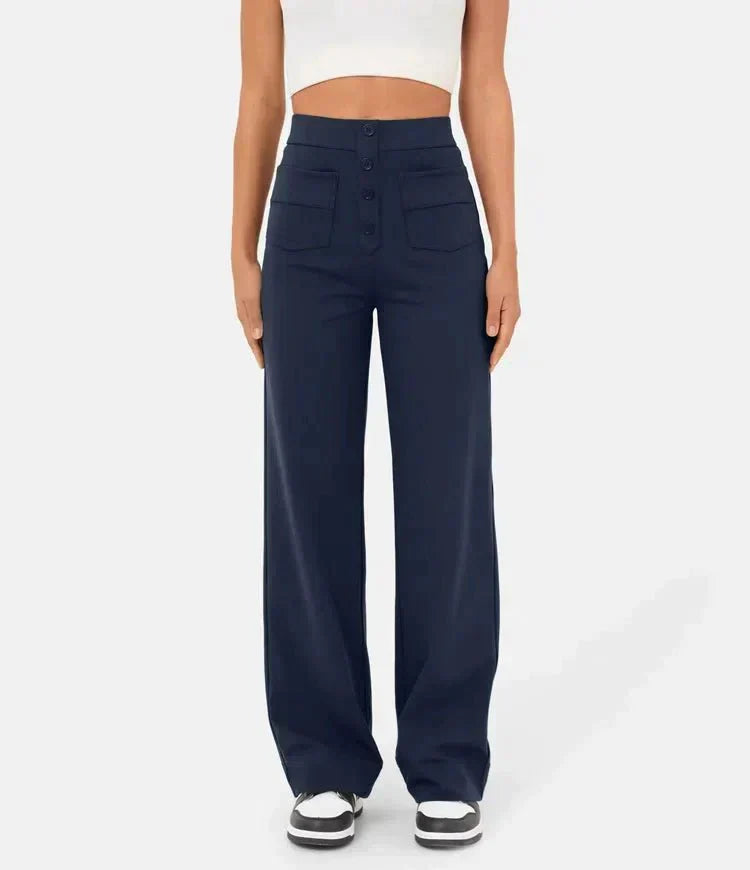 Elastic high-waisted casual pants