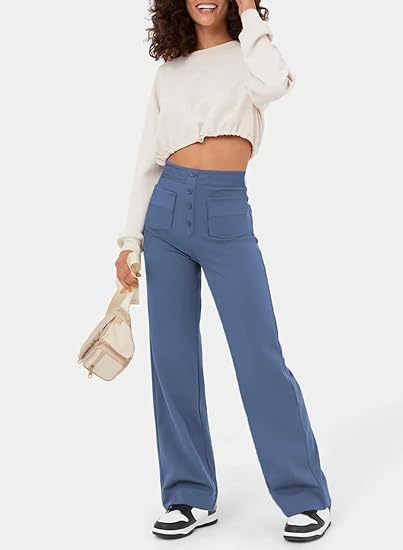 Elastic high-waisted casual pants