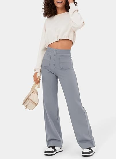 Elastic high-waisted casual pants